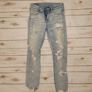 American Eagle Outfitters Blue Skinny Jeans Distressed